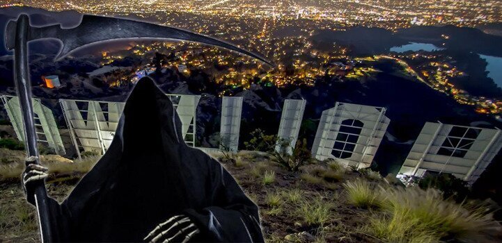 Grim Reaper by the Hollywood Sign